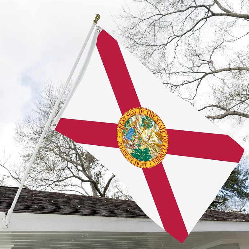 ARSOF Embroidery Florida State Flag 3X5 Double Sided Outdoor Heavy Duty with Durable Canvas Header and 2 Brass Grommets Vivid Colors FL Flags - Image 2