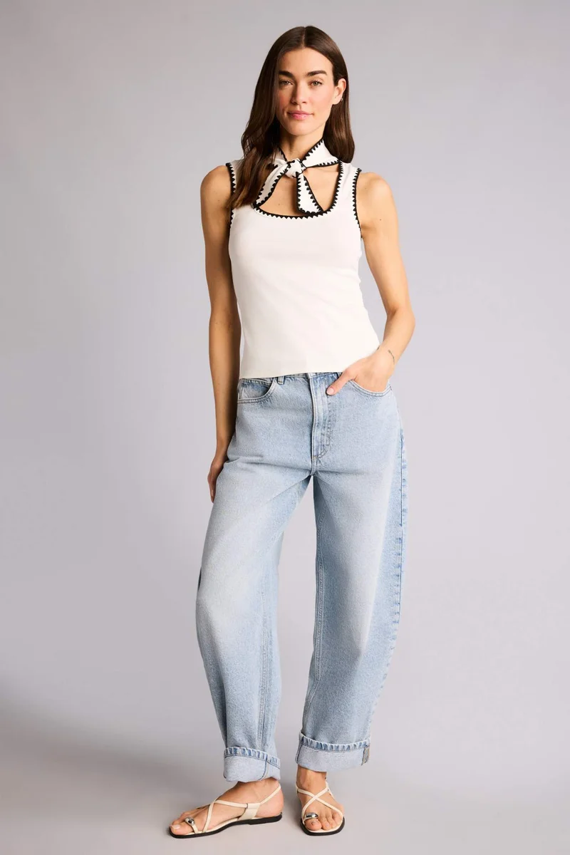 ديفاكتو Slim Fit Ribana Round Collar Tank Top