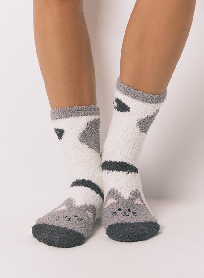 women'secret Grey cat long socks - Image 3