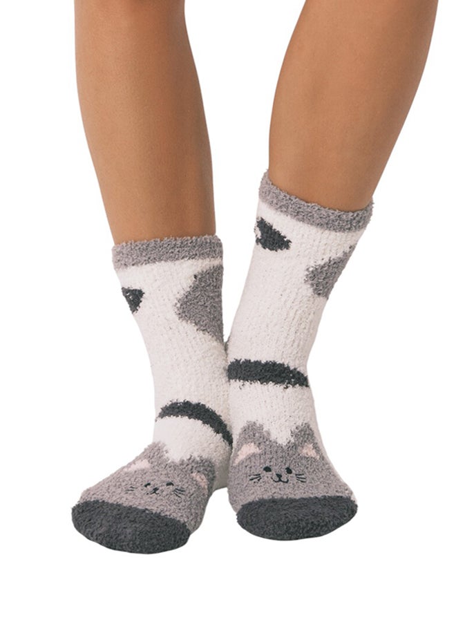 women'secret Grey cat long socks - Image 1
