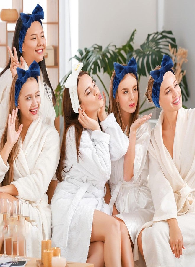 Jaciya Spa Makeup Headband for Washing Face White Bride Headband Navy Blue Bridesmaid Headbands 8 Packs Bachelorette Party Favors Bridal Shower Gifts Wedding Hair Accessories - Image 2