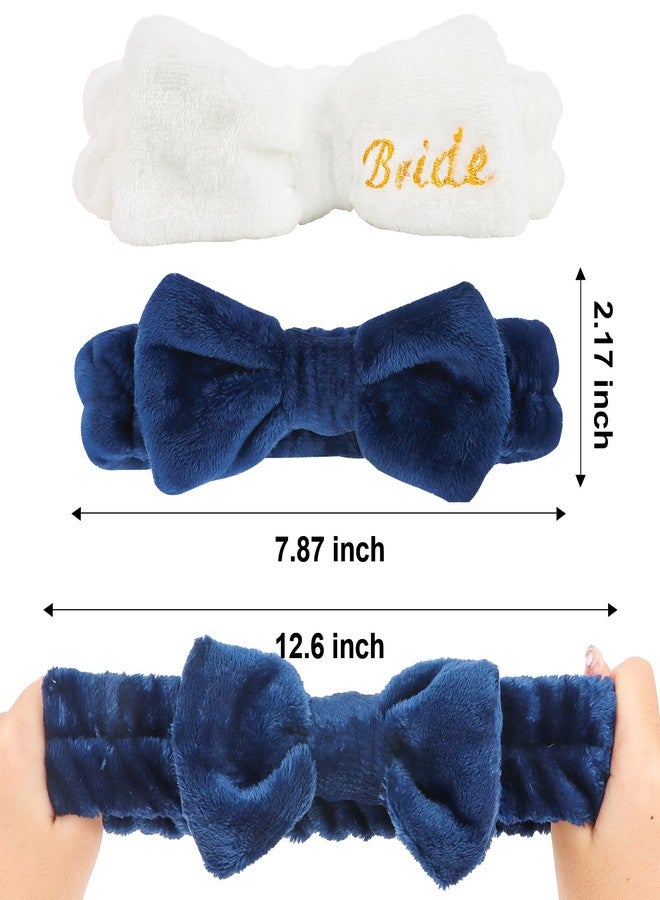 Jaciya Spa Makeup Headband for Washing Face White Bride Headband Navy Blue Bridesmaid Headbands 8 Packs Bachelorette Party Favors Bridal Shower Gifts Wedding Hair Accessories - Image 5