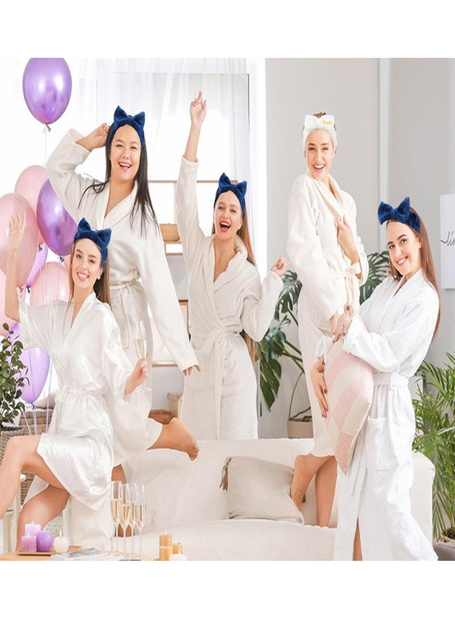 Jaciya Spa Makeup Headband for Washing Face White Bride Headband Navy Blue Bridesmaid Headbands 8 Packs Bachelorette Party Favors Bridal Shower Gifts Wedding Hair Accessories - Image 4
