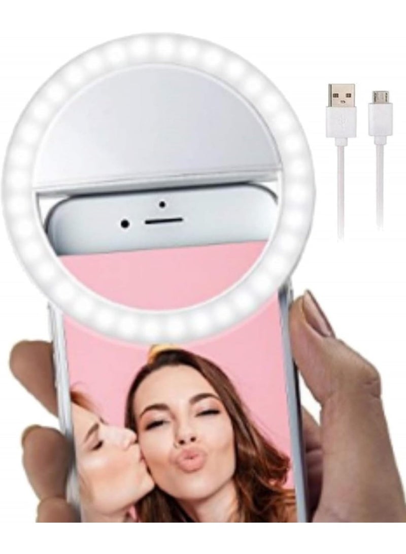 Portable Selfie Ring Light with 3 Brightness Levels – White Light Compatible with Mobile Phones - Image 1