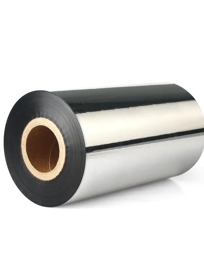 Generic Multifunctional full resin ribbon prints clearly for a long time, waterproof, alcohol-proof, scratch-resistant, and colorfast, 110*300M, universal for all kinds of labels, matte silver PET  - Image 1