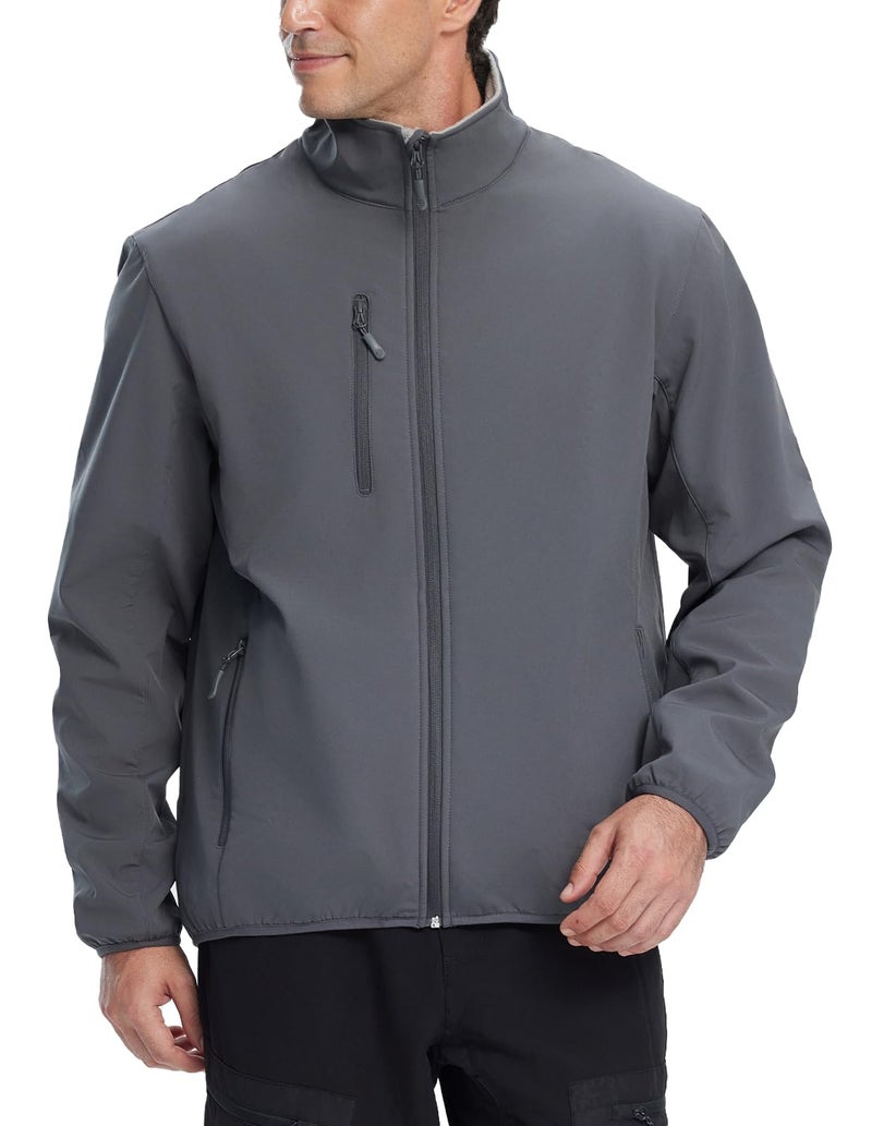 fit space Men's Athletic Insulated Jacket Lightweight Fleece Outerwear Windbreaker Warm Up Track Softshell (Grey,XX-Large) - Image 1