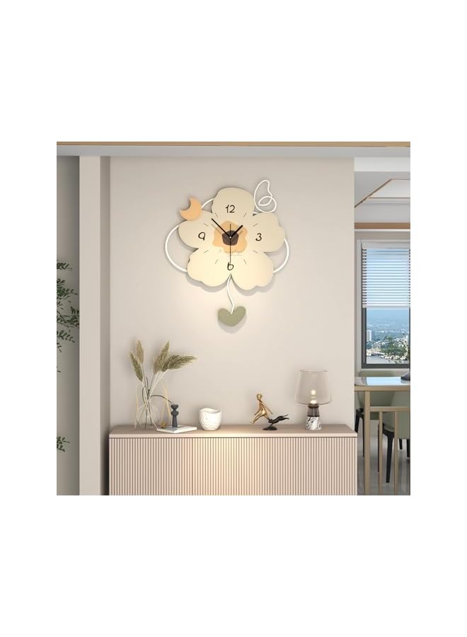 The Bros Large Wall Clock for Living Room Decor Modern Decorative Wall Clock for Kitchen Office Bedroom 20 Inch Big Silent Flower Wall Clock with Pendulum Battery Operated Non Ticking Clock Wall Decor - Image 2