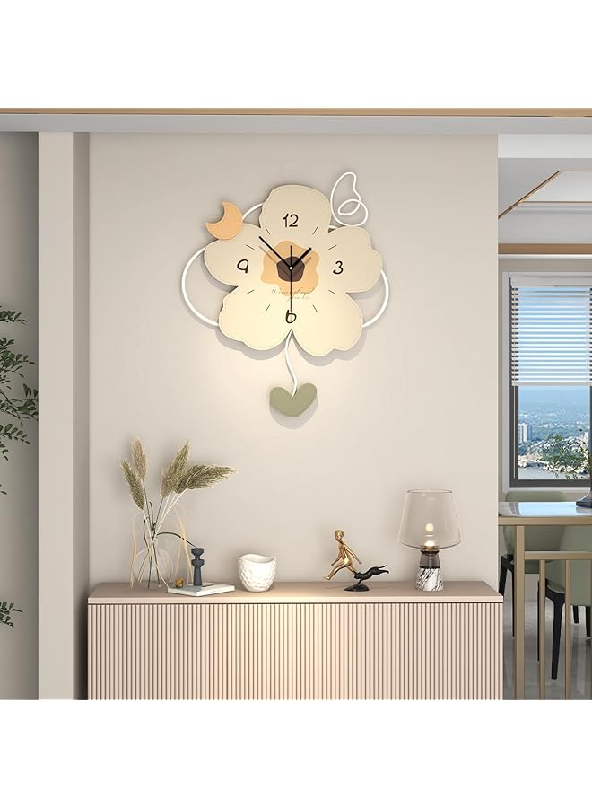 The Bros Large Wall Clock for Living Room Decor Modern Decorative Wall Clock for Kitchen Office Bedroom 20 Inch Big Silent Flower Wall Clock with Pendulum Battery Operated Non Ticking Clock Wall Decor - Image 1