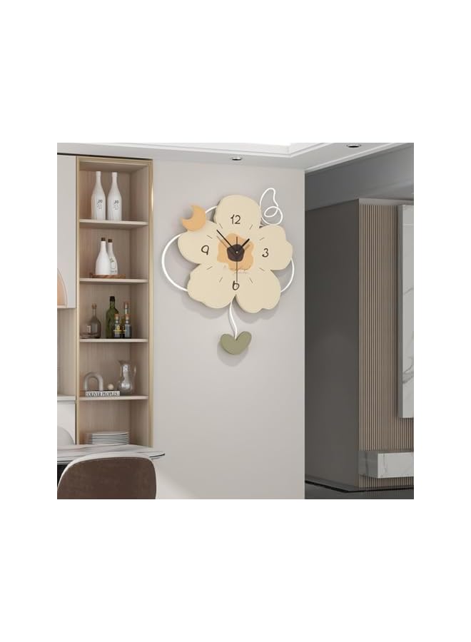 The Bros Large Wall Clock for Living Room Decor Modern Decorative Wall Clock for Kitchen Office Bedroom 20 Inch Big Silent Flower Wall Clock with Pendulum Battery Operated Non Ticking Clock Wall Decor - Image 3