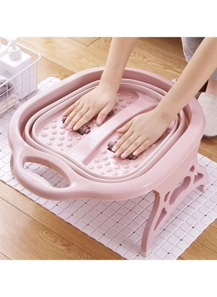 Dream Zone Portable Folding Foot Spa pail Bath Plastic Foldable Foot Massage Soaking Bucket With 4 Massage Roller stable foot massager - Image 3
