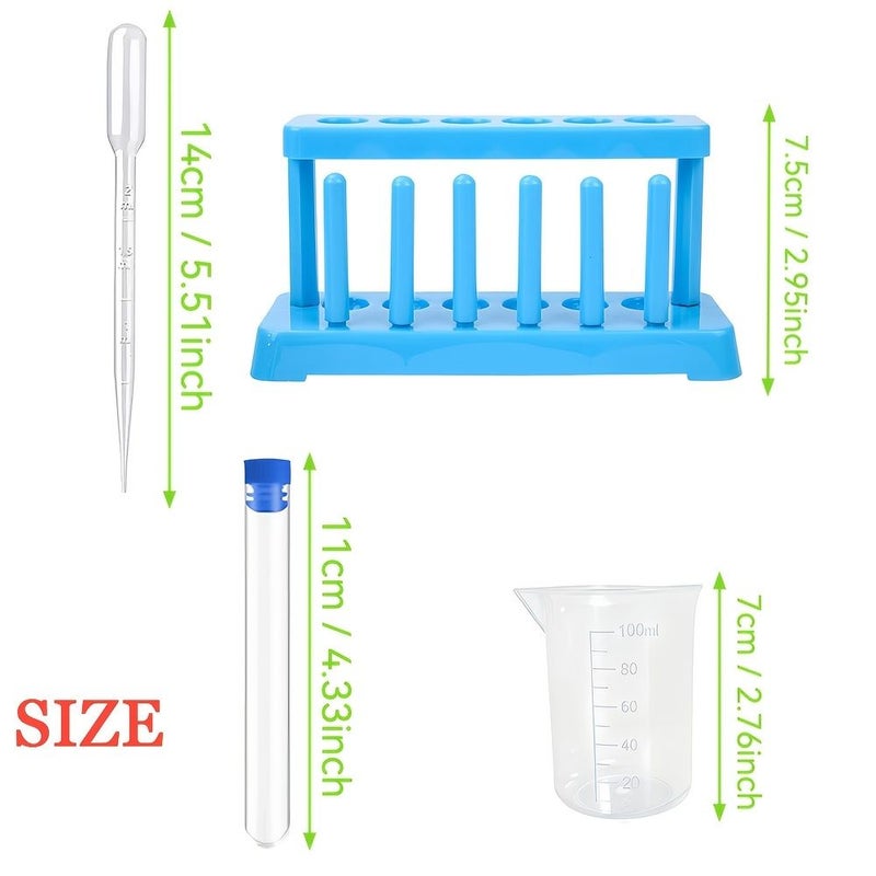 Laboratory Test Tube Rack Set 1 Rack 6 Tubes 6 Measuring Cups 6 Droppers Reusable Easy To Use For Industrial Research Classroom Experiments - Image 2