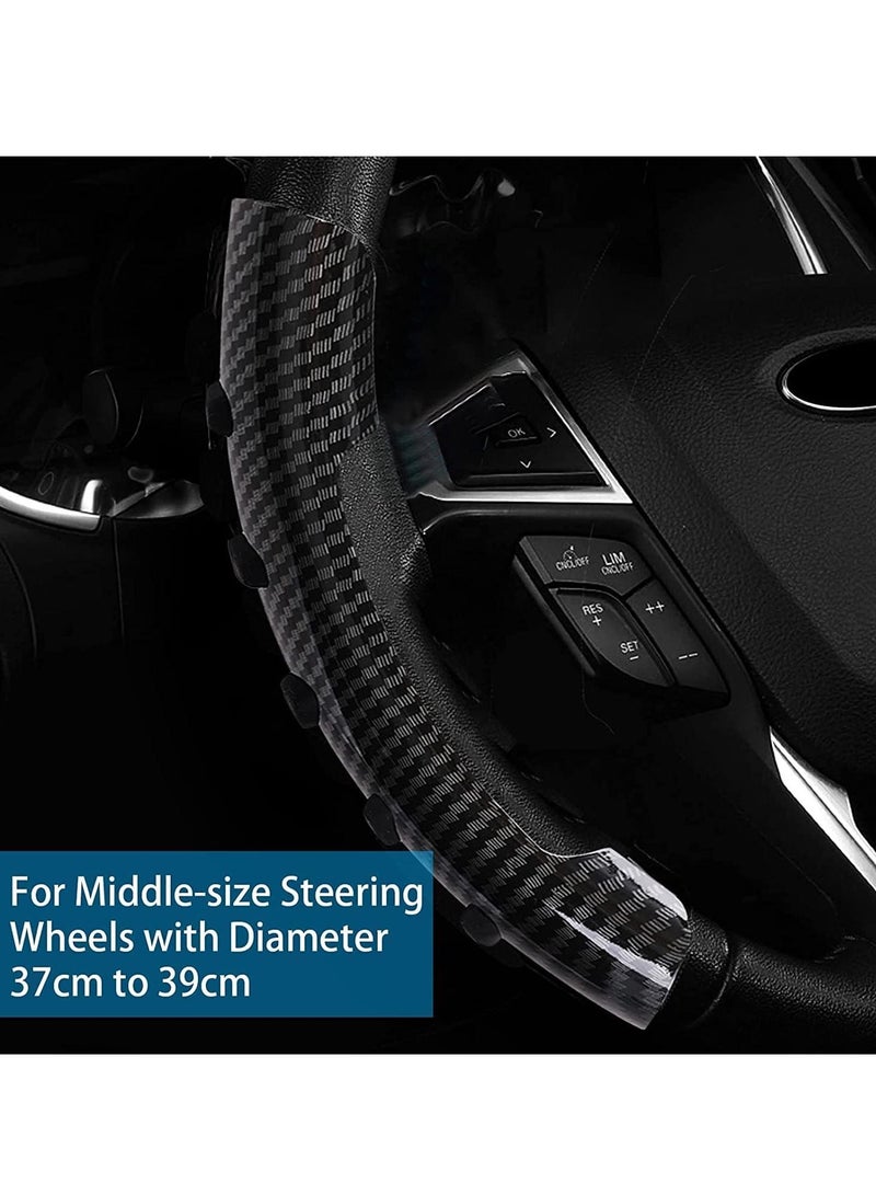 SYOSI Carbon Fiber Steering Wheel Cover Non Slip Steering Wheel Grips Booster Cover Trim Universal for Toyota Ford BMW Chevy Nissan Hyundai Honda Kia Auto Car Wheel Protector Accessory Women Men 15 Inch - Image 3
