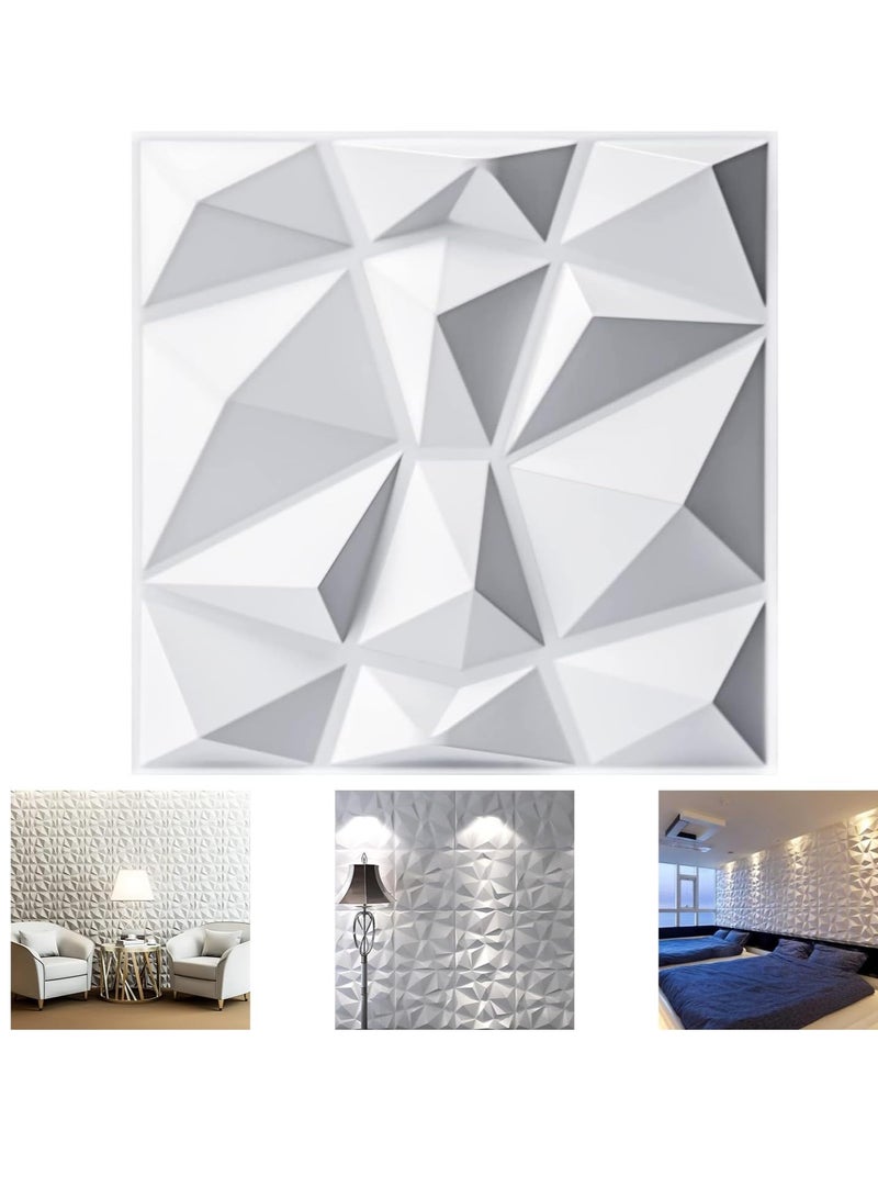 AiheArron Decorative 3D Wall Panels in Diamond Design,PVC 3D Wall Decor Panels,PVC 3D Wall Panel Diamond,3D Textured Wall Panels,for Interior Wall Decor (10 Pack,White,30 * 30cm) - Image 1