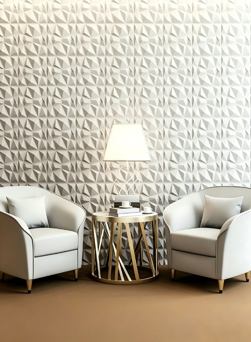 AiheArron Decorative 3D Wall Panels in Diamond Design,PVC 3D Wall Decor Panels,PVC 3D Wall Panel Diamond,3D Textured Wall Panels,for Interior Wall Decor (10 Pack,White,30 * 30cm) - Image 3