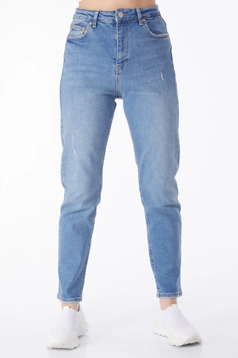 Tofisa Plain Mid Women Blue Nail Detailed Jeans - 50007