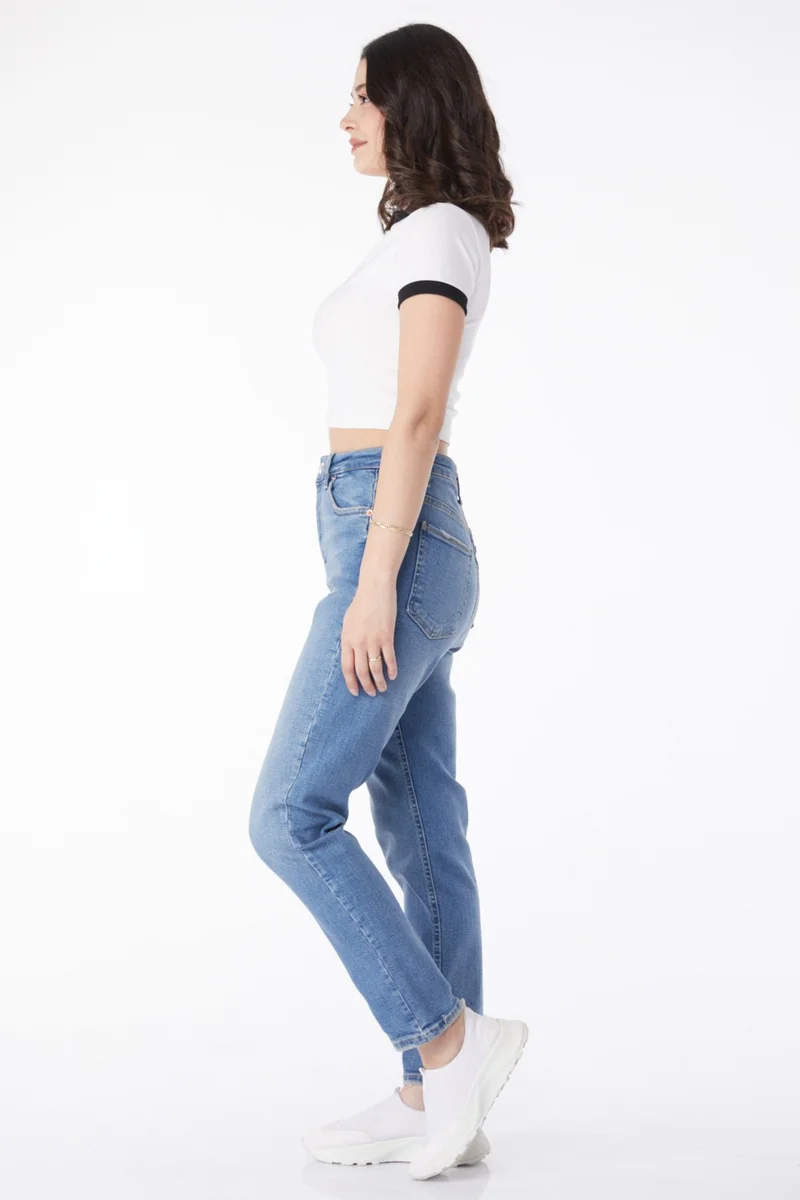 Tofisa Plain Mid Women Blue Nail Detailed Jeans - 50007
