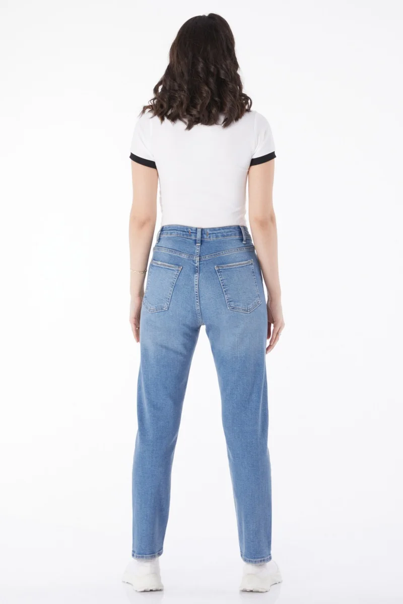 Tofisa Plain Mid Women Blue Nail Detailed Jeans - 50007