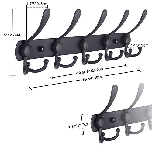 Dseap Coat Rack Wall Mounted 5 Tri Hooks Heavy Duty Stainless Steel Metal Coat Hook Rail for Coat Hat Towel Purse Robes Mudroom Bathroom Entryway Silver - Image 3