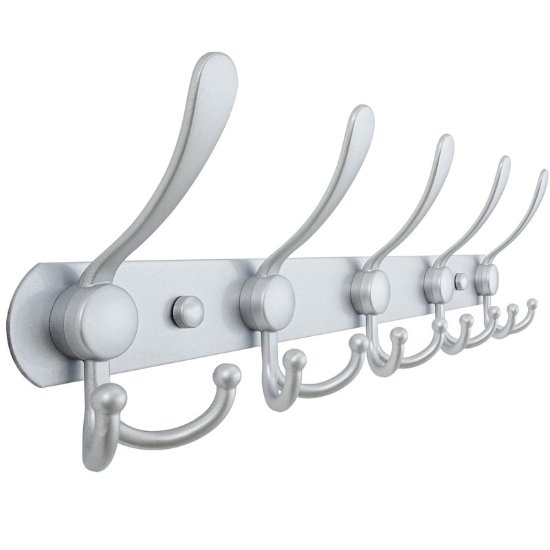 Dseap Coat Rack Wall Mounted 5 Tri Hooks Heavy Duty Stainless Steel Metal Coat Hook Rail for Coat Hat Towel Purse Robes Mudroom Bathroom Entryway Silver - Image 2