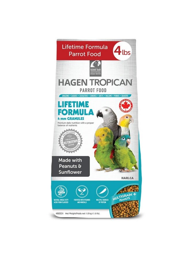 Hari Hagen Tropican Lifetime Formula Parrot Food, 4 Lb Parrot Food With Peanuts & Sunflower Seeds And Balance Nutrition Levels  - Image 1