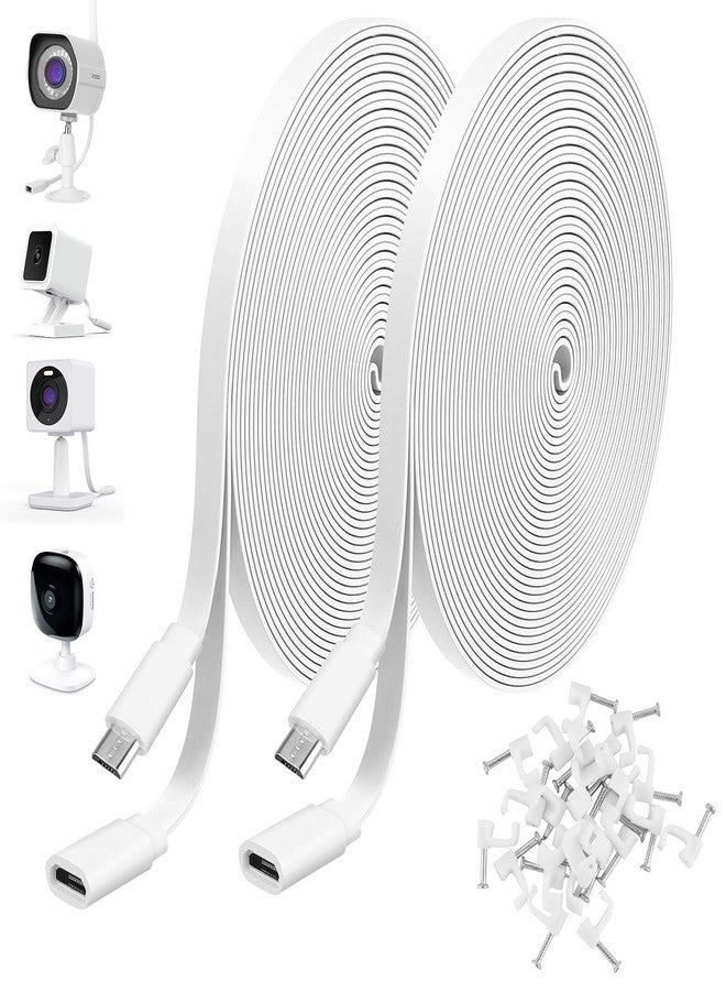 Uogw 2Pack 10ft/3m Micro USB Extension Cable Compatible with Wyze Cam V4,Wyze Cam OG,WYZE Cam Pan,Wyze Cam V3,Zmodo,Kasa Camera EC60,KC100,KC400,Male to Female Extender Cord,Flat Charging Cable - Image 1
