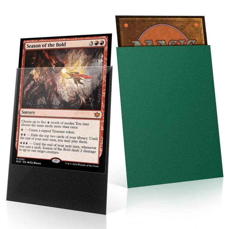 Proijeut 200 Pack Card Sleeves  Matte Dual Trading Card Sleeves With Opaque Back & Smooth Shuffle  Tear Resistant Card Protectors For Mtg  Tcg And Game Cards (Metallic Green) - Image 1