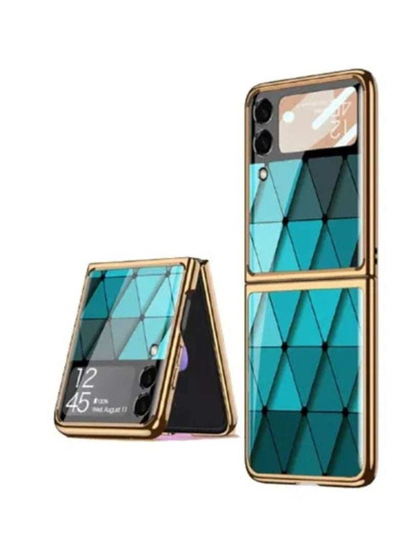 Tempered Glass Case Cover Plating Hard Full for Samsung Galaxy Z Flip 3