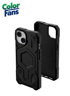 Apple iPhone 14/13 Case Carbon Fiber Monarch Pro Build-in Magnet Compatible with MagSafe Charging Rugged Shockproof Dropproof Premium Protective Cover - Black