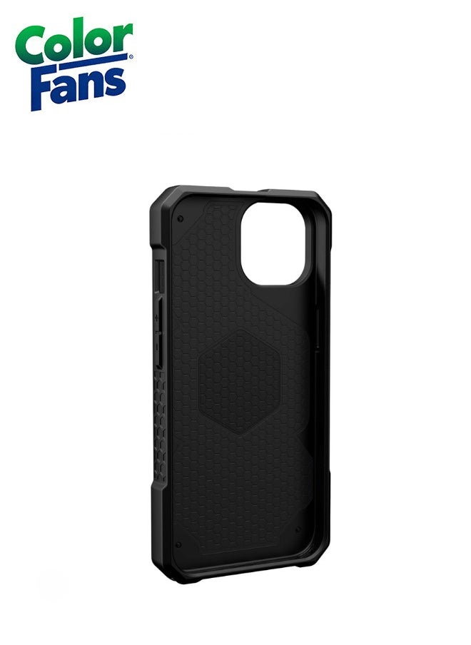 Color Fans - Apple iPhone 14/13 Case Carbon Fiber Monarch Pro Build-in Magnet Compatible with MagSafe Charging Rugged Shockproof Dropproof Premium Protective Cover - Black - Image 1