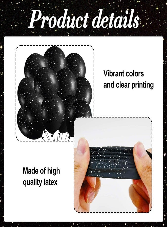 Sondeng 40Pcs Galaxy Balloons for Boys Galaxy Birthday Party Decorations Outer Space Themed Party Supplies Black Star Latex Balloon Garland Black and White Balloons for Kids - Image 3