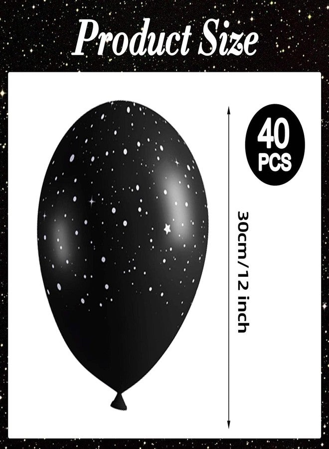 Sondeng 40Pcs Galaxy Balloons for Boys Galaxy Birthday Party Decorations Outer Space Themed Party Supplies Black Star Latex Balloon Garland Black and White Balloons for Kids - Image 2
