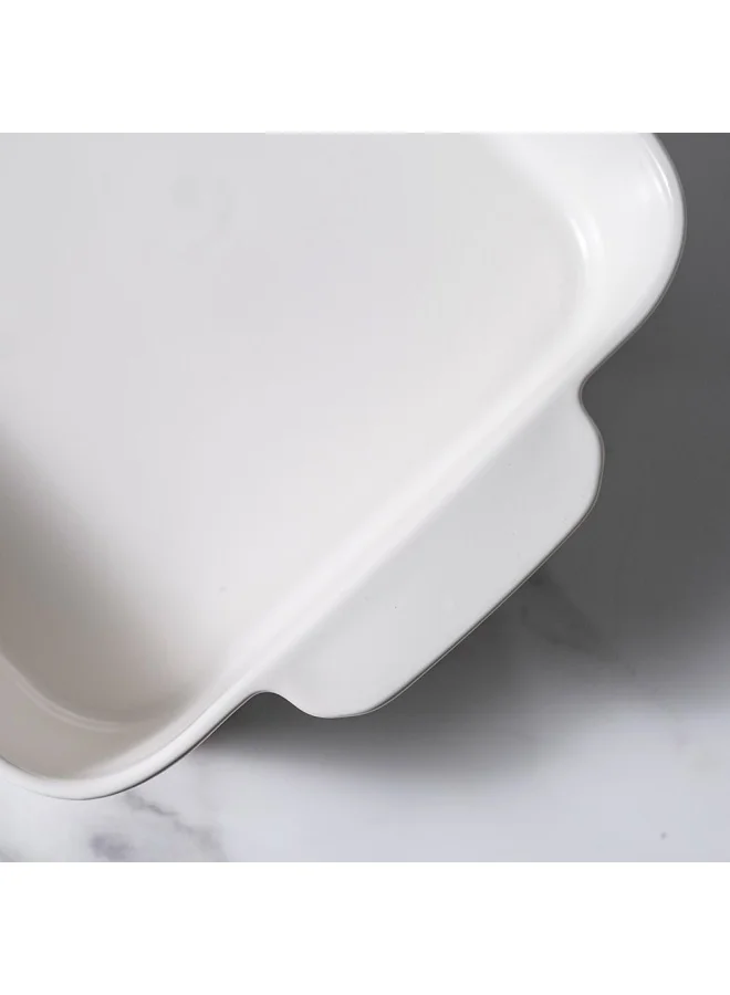 DANUBE HOME Serax Porcelain Rectangular Baking Dish for Baking Souffle Pudding Unique Design For Kitchen Hotel Restaurant Banquet and Daily Use 25.3X15.5X5CM