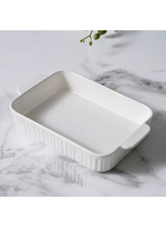 DANUBE HOME Serax Porcelain Rectangular Baking Dish for Baking Souffle Pudding Unique Design For Kitchen Hotel Restaurant Banquet and Daily Use 25.3X15.5X5CM