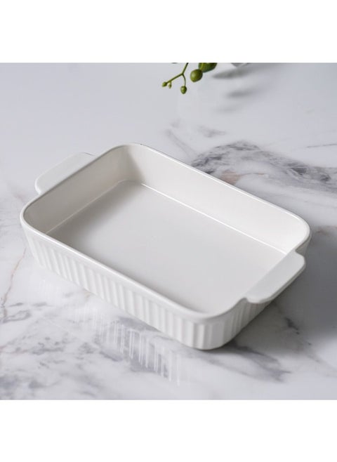 Serax Porcelain Rectangular Baking Dish for Baking Souffle Pudding Unique Design For Kitchen Hotel Restaurant Banquet and Daily Use 25.3X15.5X5CM