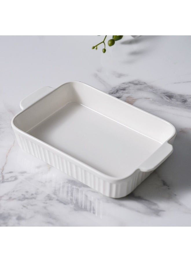 DANUBE HOME Serax Porcelain Rectangular Baking Dish for Baking Souffle Pudding Unique Design For Kitchen Hotel Restaurant Banquet and Daily Use 25.3X15.5X5CM  - Image 1