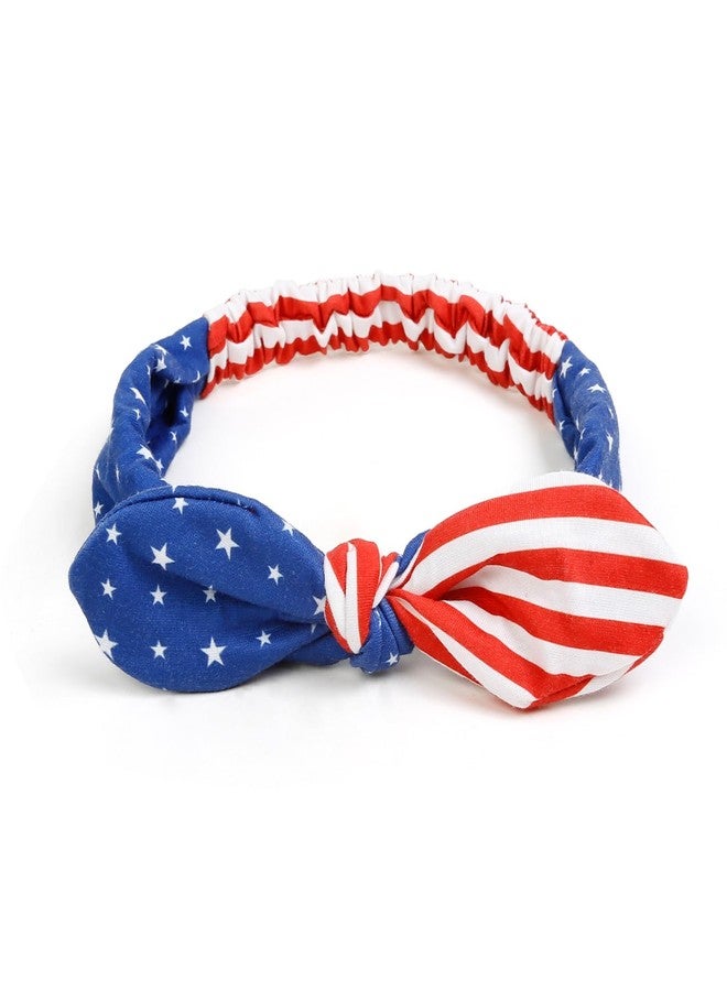 Huachi American Flag Headbands with Patriotic USA Bows for Women - 4th of July Wide Red, White and Blue Knotted Bow Hair Bands and Turban Wrap Accessories - Image 2