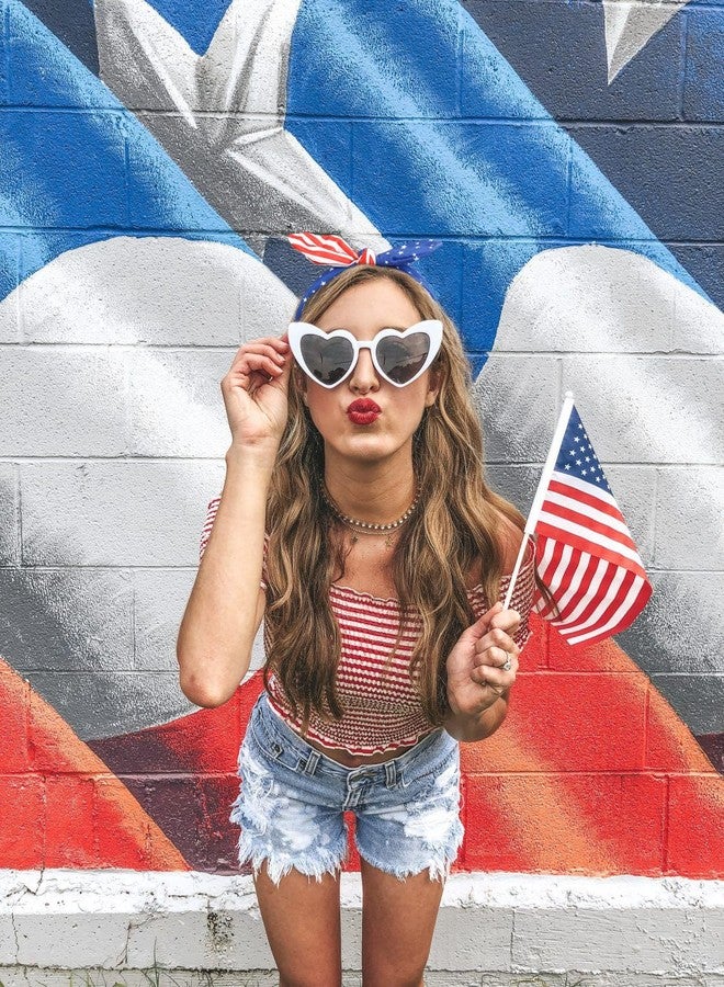 Huachi American Flag Headbands with Patriotic USA Bows for Women - 4th of July Wide Red, White and Blue Knotted Bow Hair Bands and Turban Wrap Accessories - Image 5