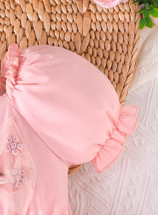 Take Two Floral Embroidery Bow Detail Mesh Dress - Image 3