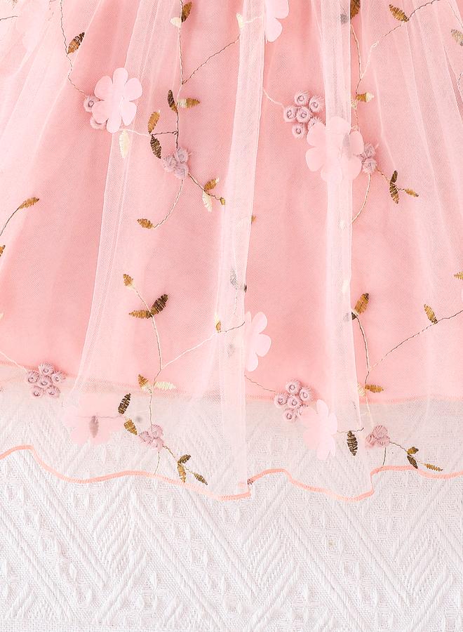 Take Two Floral Embroidery Bow Detail Mesh Dress - Image 5