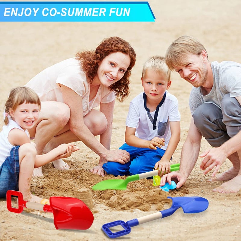 Anzmtosn 16" Kids Beach Spades Sand Shovels, Toys Gardening Tools Kit Sandbox Scoop Wood Handle Plastic Spade for Garden Sand Snow Backyard Summer Vacation for Kids Adults 2 Pack- Blue&Green - Image 4