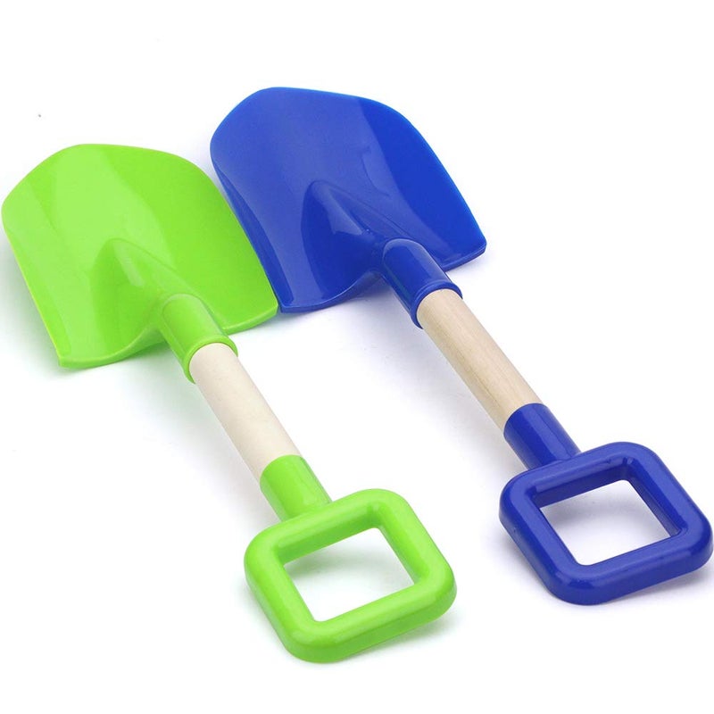 Anzmtosn 16" Kids Beach Spades Sand Shovels, Toys Gardening Tools Kit Sandbox Scoop Wood Handle Plastic Spade for Garden Sand Snow Backyard Summer Vacation for Kids Adults 2 Pack- Blue&Green - Image 3