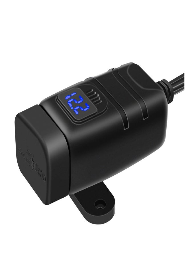 Motorcycle USB Charger Super Fast Charger QC3.0 Dual USB Port with Voltmeter ON/Off Switch Replacement for iphone Samsung HUAWEI DC12V Car, Motorcycle, Beach Car 7/8inch Handlebar - Image 3