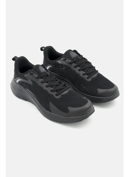 Men Lace Up Light Weight Running Shoes, Black