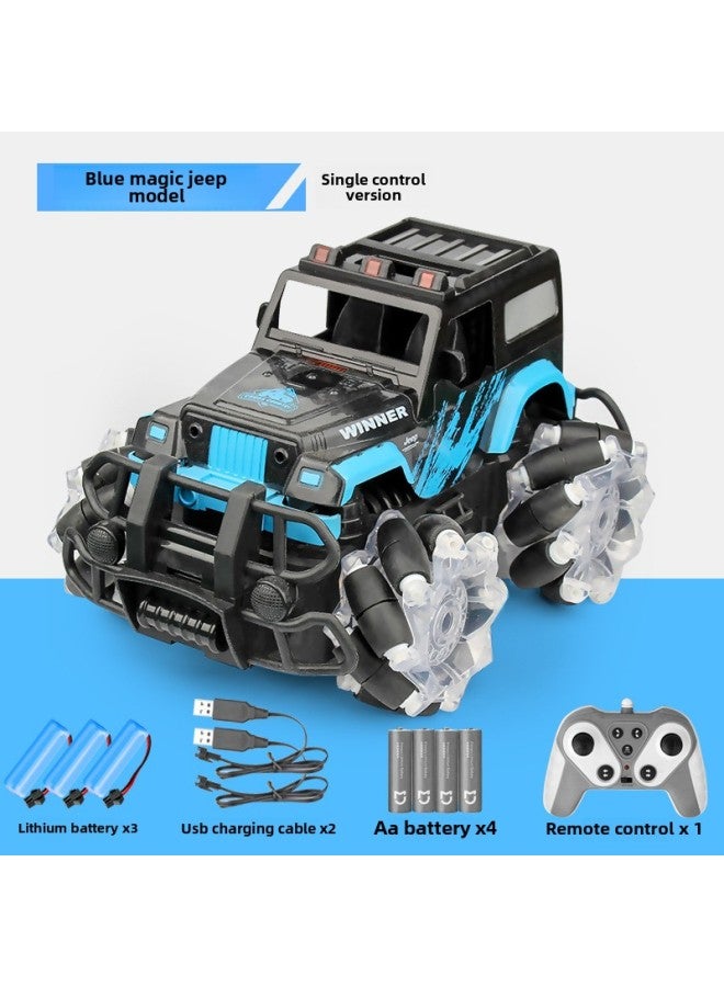 إسكدنيا 2.4G أفقية على الطرق الوعرة سيارة الأطفال الكهربائية الخفيفة لفتة الاستشعار عن بعد سيارة الانجراف الانجراف لعبة سيارة اللون: الأزرق الشيطان جيب مقبض التحكم عن بعد (ثلاثة الليثيوم) - Image 1