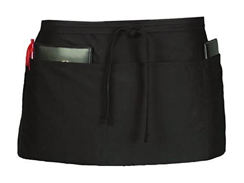 M I Fashions Half Aprons for women kitchen with 3 Pockets 100 Cotton Half Apron for Serving Restaurants Bar Bistro Cafe Server Aprons Pack of 2 Black 25 inch x 155 inch - Image 3