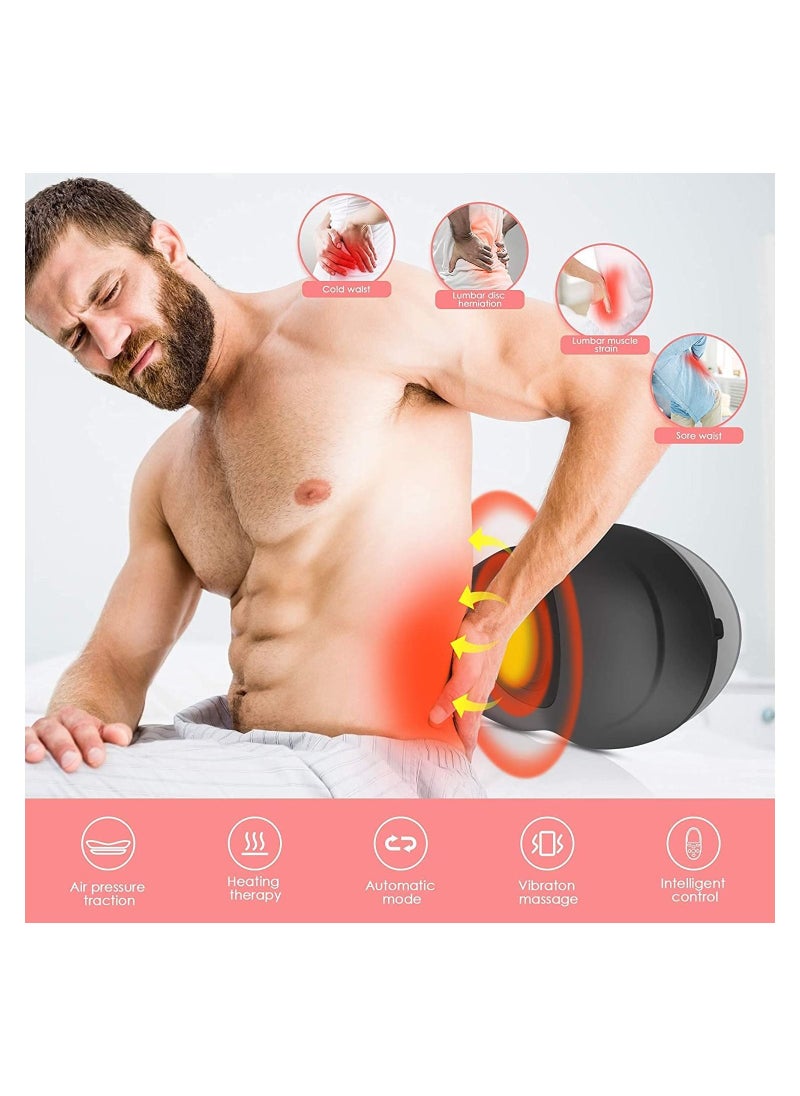 Generic - Lower Back Massager for Pain Relief with Heat Vibrating Lumbar Support Traction Device with Airbag and Portable Office Back Massage Full Waist Stretcher Cushion for Sciatica Pain Relief - Image 1