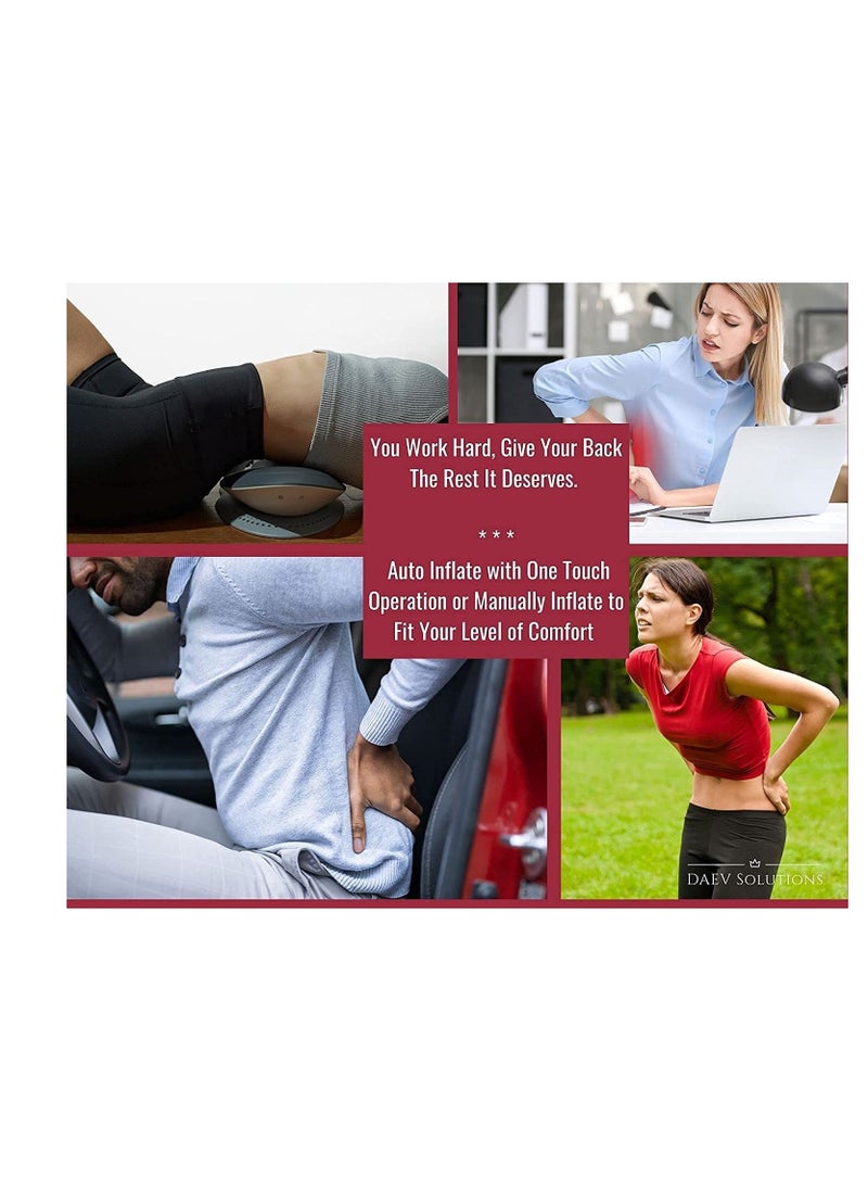 Generic - Lower Back Massager for Pain Relief with Heat Vibrating Lumbar Support Traction Device with Airbag and Portable Office Back Massage Full Waist Stretcher Cushion for Sciatica Pain Relief - Image 1