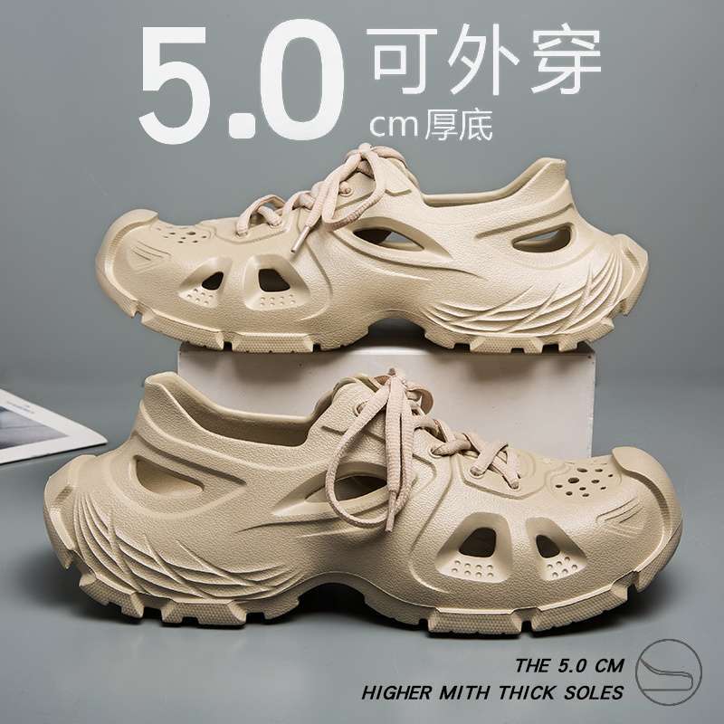 Croc Shoes Men'S Summer Paris Trendy Brand Outer Wear Wading Rafting Fishing Beach Outdoor Thick-Soled Sports Non-Slip Sandals - Image 1