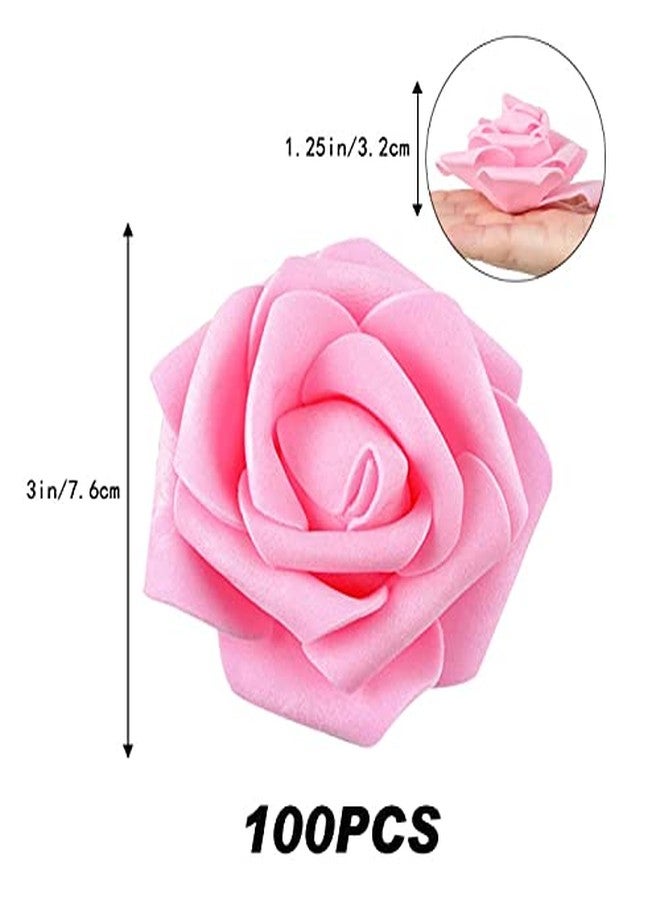 INSUNSIX Artificial Rose Flower Heads, 100pcs Pink Foam Roses Bulk Artificial Flower for DIY Wedding Bouquets Centerpieces Arrangements Party Baby Shower Home Decor (Stemless, Pink) - Image 3