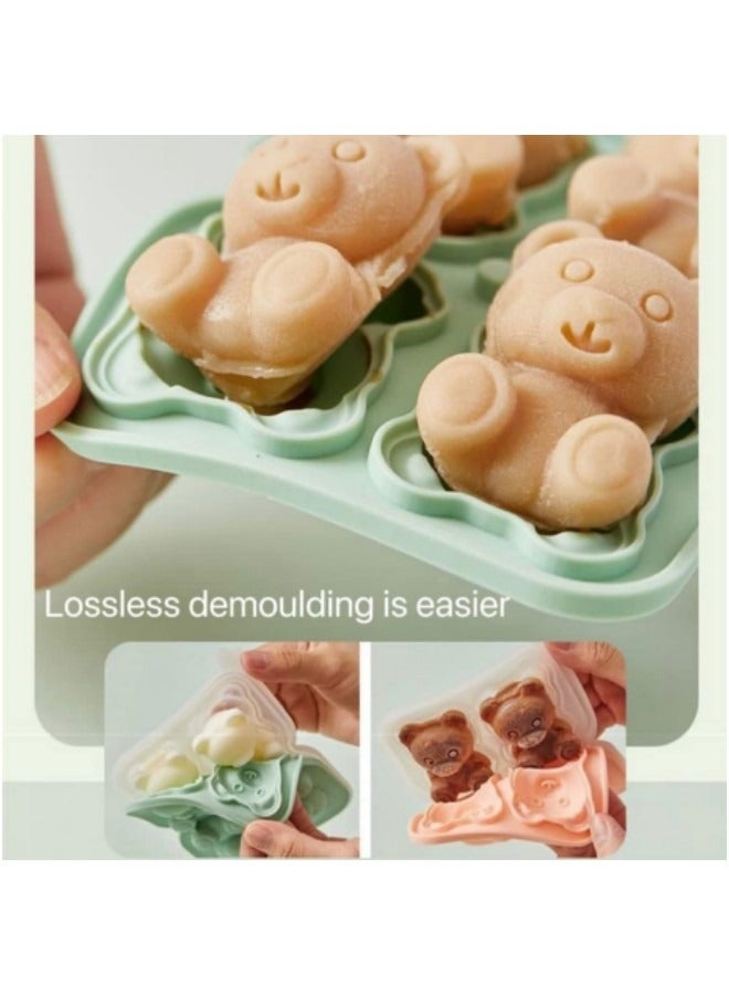 GGEROU 3D Bear Ice Pop Mold for Kids,Food Grade Silicone Ice Cream Molds Reusable Easy Release DIY Ice Cube Molds  - Image 2
